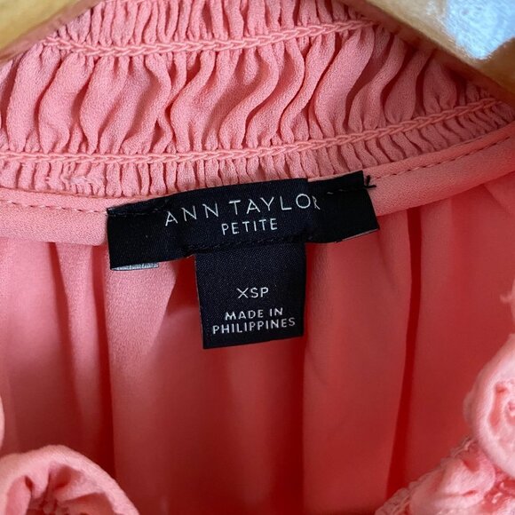 Ann Taylor Petite Blouse Women's Size X-Small Petite Sleeveless Pink Salmon Top - Picture 3 of 11